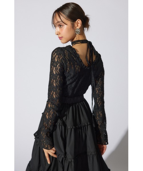 rienda(リエンダ)の「レーストップコンビフレアワンピース(ワンピース・レディース・ホワイト/ブラック/ライトブルー・SMALL/MEDIUM)」の15枚目の写真