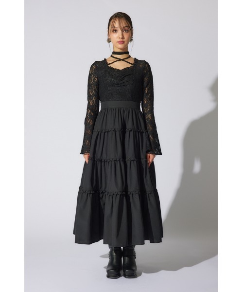 rienda(リエンダ)の「レーストップコンビフレアワンピース(ワンピース・レディース・ホワイト/ブラック/ライトブルー・SMALL/MEDIUM)」の17枚目の写真