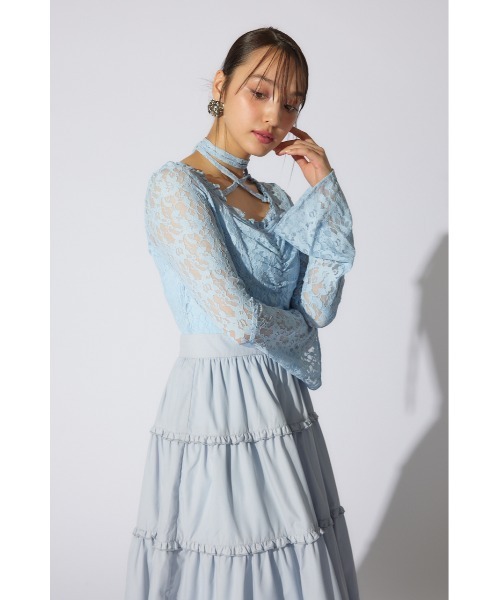 rienda(リエンダ)の「レーストップコンビフレアワンピース(ワンピース・レディース・ホワイト/ブラック/ライトブルー・SMALL/MEDIUM)」の22枚目の写真