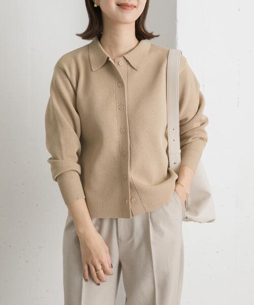 URBAN RESEARCH DOORS（アーバンリサーチドアーズ）の「衿付ニットカーディガン（カーディガン/ボレロ・レディース・ベージュ/ブルー・MEDIUM）」の5枚目の写真