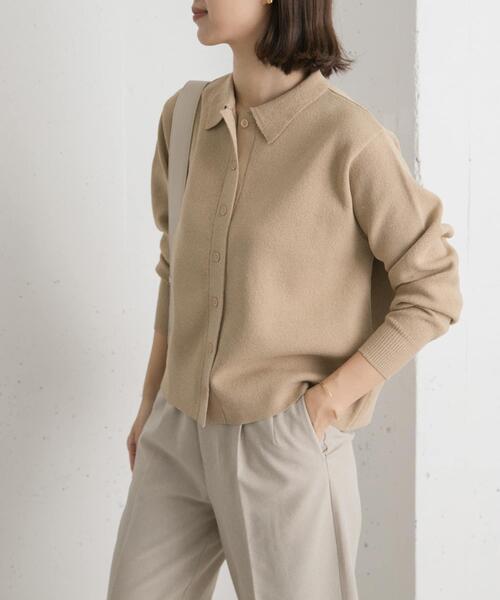 URBAN RESEARCH DOORS（アーバンリサーチドアーズ）の「衿付ニットカーディガン（カーディガン/ボレロ・レディース・ベージュ/ブルー・MEDIUM）」の6枚目の写真