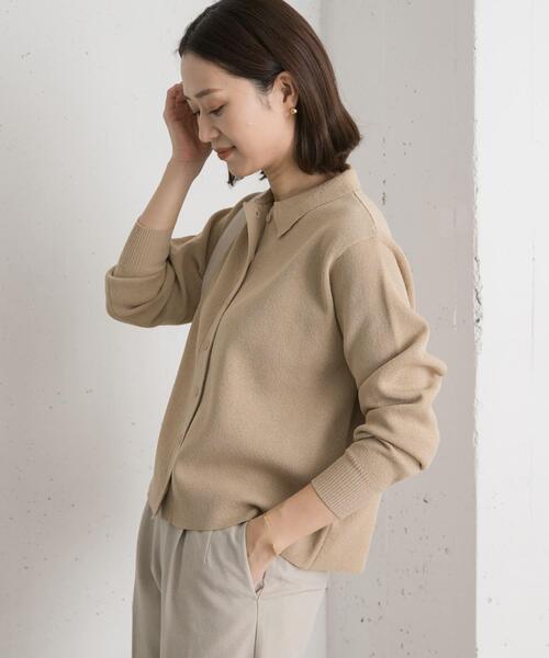 URBAN RESEARCH DOORS（アーバンリサーチドアーズ）の「衿付ニットカーディガン（カーディガン/ボレロ・レディース・ベージュ/ブルー・MEDIUM）」の7枚目の写真