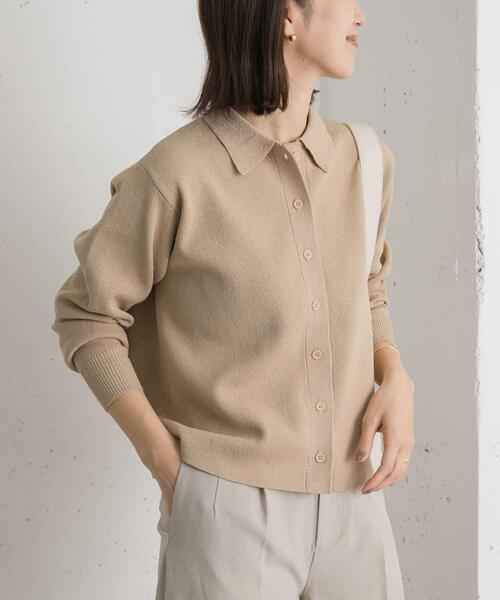 URBAN RESEARCH DOORS（アーバンリサーチドアーズ）の「衿付ニットカーディガン（カーディガン/ボレロ・レディース・ベージュ/ブルー・MEDIUM）」の11枚目の写真