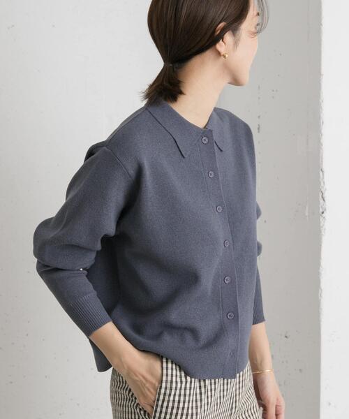 URBAN RESEARCH DOORS（アーバンリサーチドアーズ）の「衿付ニットカーディガン（カーディガン/ボレロ・レディース・ベージュ/ブルー・MEDIUM）」の21枚目の写真