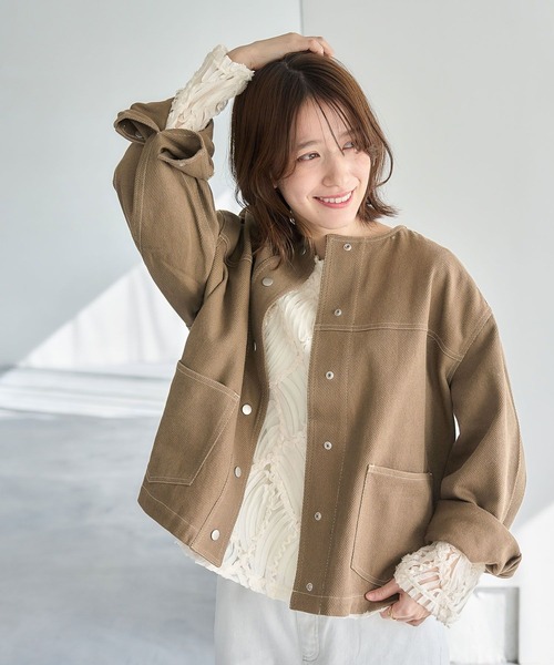 studio CLIP（スタディオクリップ）の「コットンノーカラーツイル