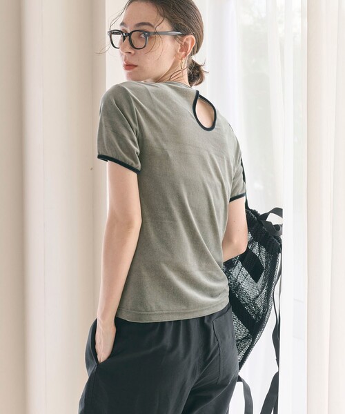 BEAUTY&YOUTH UNITED ARROWS（ビューティーアンドユースユナイテッドアローズ）の「シアーベロア リンガー Tシャツ（Tシャツ/カットソー・レディース・オフホワイト/ダークグレー/ライム/グレー・FREE）」の14枚目の写真
