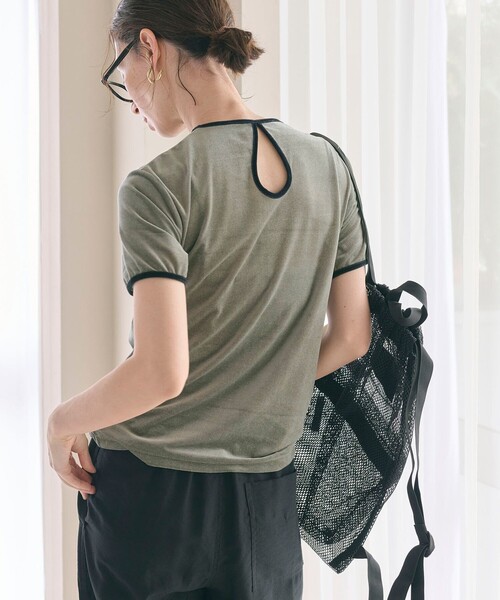 BEAUTY&YOUTH UNITED ARROWS（ビューティーアンドユースユナイテッドアローズ）の「シアーベロア リンガー Tシャツ（Tシャツ/カットソー・レディース・オフホワイト/ダークグレー/ライム/グレー・FREE）」の15枚目の写真