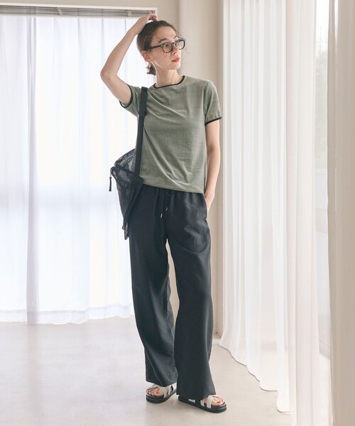 BEAUTY&YOUTH UNITED ARROWS（ビューティーアンドユースユナイテッドアローズ）の「シアーベロア リンガー Tシャツ（Tシャツ/カットソー・レディース・オフホワイト/ダークグレー/ライム/グレー・FREE）」の17枚目の写真