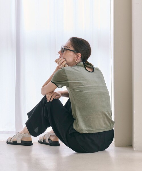 BEAUTY&YOUTH UNITED ARROWS（ビューティーアンドユースユナイテッドアローズ）の「シアーベロア リンガー Tシャツ（Tシャツ/カットソー・レディース・オフホワイト/ダークグレー/ライム/グレー・FREE）」の20枚目の写真