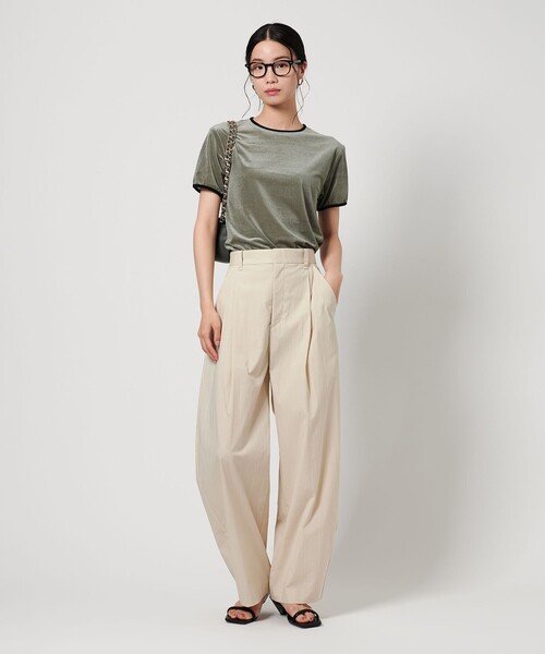 BEAUTY&YOUTH UNITED ARROWS（ビューティーアンドユースユナイテッドアローズ）の「シアーベロア リンガー Tシャツ（Tシャツ/カットソー・レディース・オフホワイト/ダークグレー/ライム/グレー・FREE）」の7枚目の写真