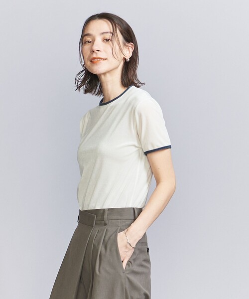 BEAUTY&YOUTH UNITED ARROWSシアーボロアリンガーTシャツ BEAUTY＆YOUTH UNITED ARROWS tシャツ シアーベロア リンガー T