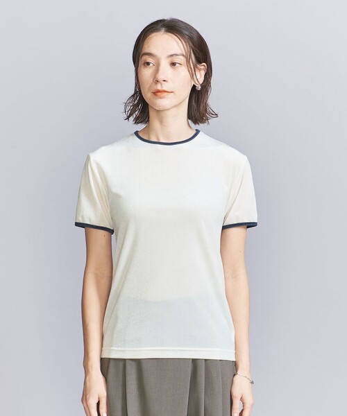 BEAUTY&YOUTH UNITED ARROWSシアーボロアリンガーTシャツ シアーベロア リンガー Tシャツ（Tシャツ/カットソー