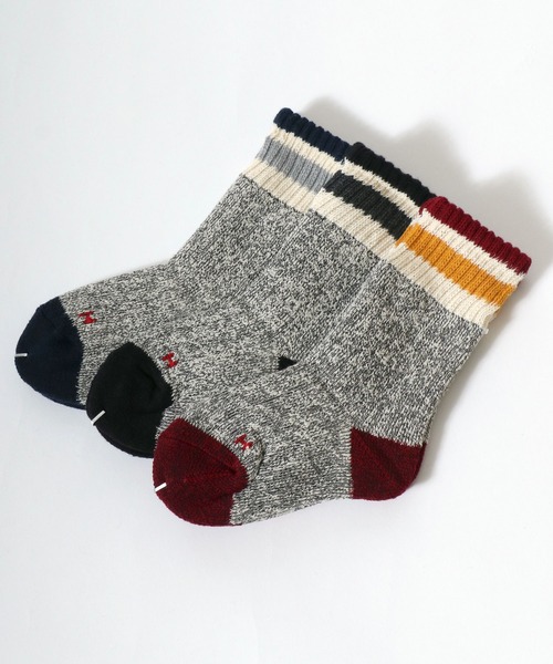 Healthknit(ヘルスニット)の「「kidsサイズ」Healthknit(ヘルスニット)ラインソックス3P/ハイソックス/クルーソックス(ソックス/靴下・キッズ・ホワイト系1/ベージュ系1/グレー系1・19-21cm/16-18cm)」の1枚目の写真