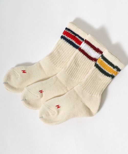 Healthknit(ヘルスニット)の「「kidsサイズ」Healthknit(ヘルスニット)ラインソックス3P/ハイソックス/クルーソックス(ソックス/靴下・キッズ・ホワイト系1/ベージュ系1/グレー系1・19-21cm/16-18cm)」の3枚目の写真