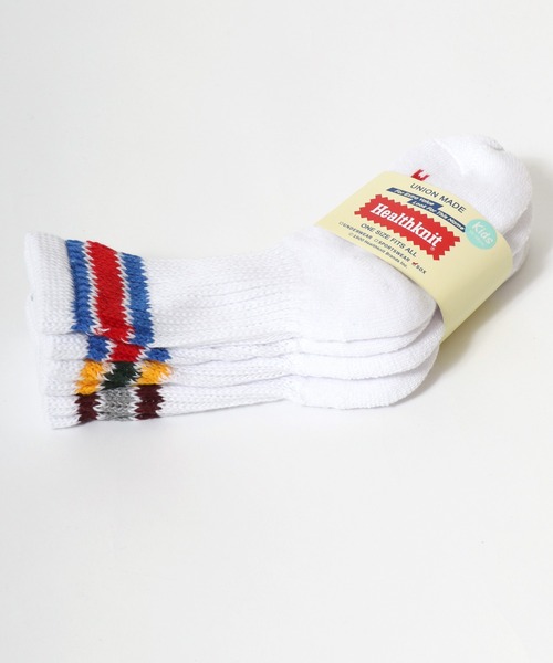 Healthknit(ヘルスニット)の「「kidsサイズ」Healthknit(ヘルスニット)ラインソックス3P/ハイソックス/クルーソックス(ソックス/靴下・キッズ・ホワイト系1/ベージュ系1/グレー系1・19-21cm/16-18cm)」の8枚目の写真