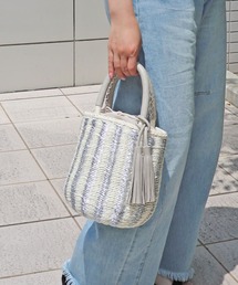 MIAN  | フィルム×ペーパー ストライプトートバッグ(かごバッグ)