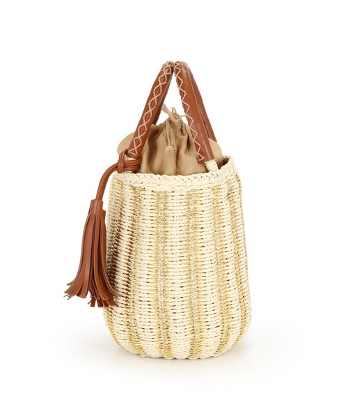 MIAN （ミアン）の「フィルム×ペーパー ストライプトートバッグ（かごバッグ・レディース・ゴールド/シルバー/ブラック・FREE）」の17枚目の写真