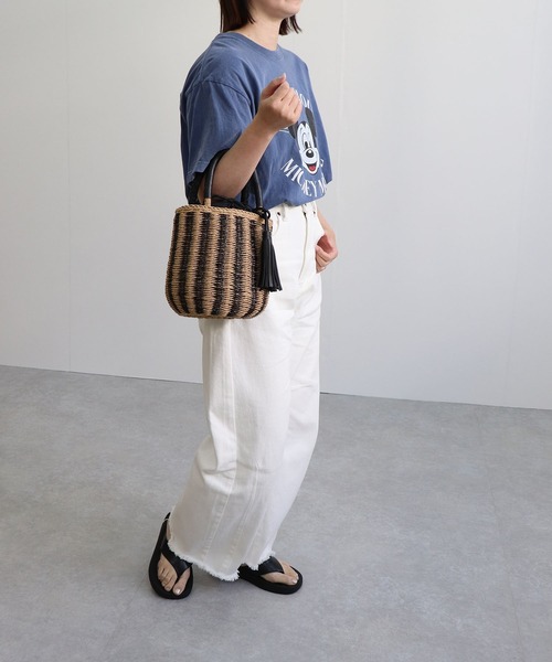 MIAN （ミアン）の「フィルム×ペーパー ストライプトートバッグ（かごバッグ・レディース・ゴールド/シルバー/ブラック・FREE）」の4枚目の写真