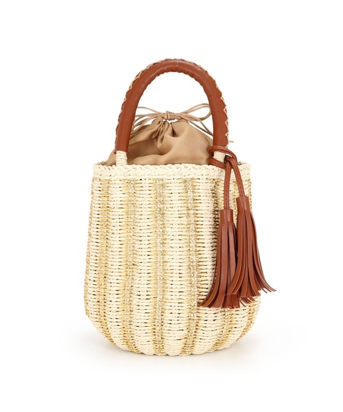 MIAN （ミアン）の「フィルム×ペーパー ストライプトートバッグ（かごバッグ・レディース・ゴールド/シルバー/ブラック・FREE）」の14枚目の写真