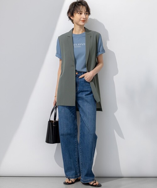 セール】【洗える】ライトシアーマットクロス ジレ（その他アウター