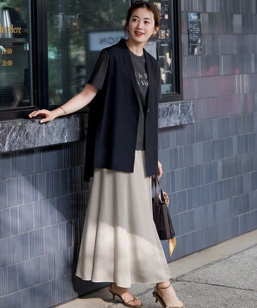 セール】【洗える】ライトシアーマットクロス ジレ（その他アウター