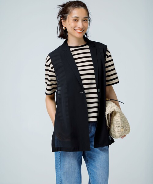 セール】【洗える】ライトシアーマットクロス ジレ（その他アウター