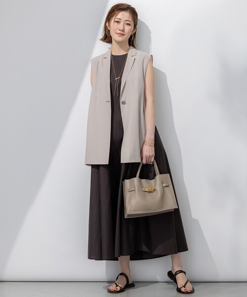 セール】【洗える】ライトシアーマットクロス ジレ（その他アウター