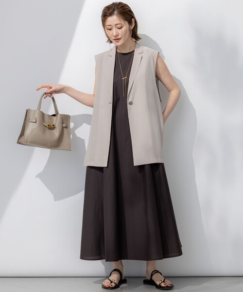 セール】【洗える】ライトシアーマットクロス ジレ（その他アウター