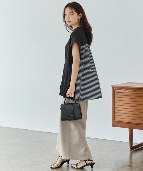 ブラウス シャツ 「洗える」バックストライプウエストタックブラウス レディース 洗える】バックストライプウエストタックブラウス（シャツ