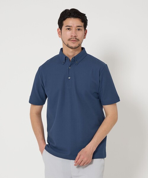 H beauty&youth Setinn ポロシャツ　Mサイズ　ネイビー　新品 25SS】WOMEN カラーブロックルーズフィットポロシャツ ネイビー
