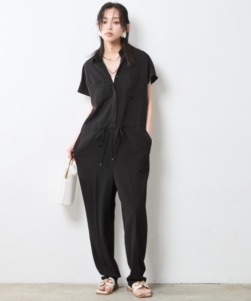 23SS✨極美品 レリアン フレンチスリーブ オールインワン 黒 13号 大きい 23SS✨極美品 レリアン フレンチスリーブ オールインワン 黒 13