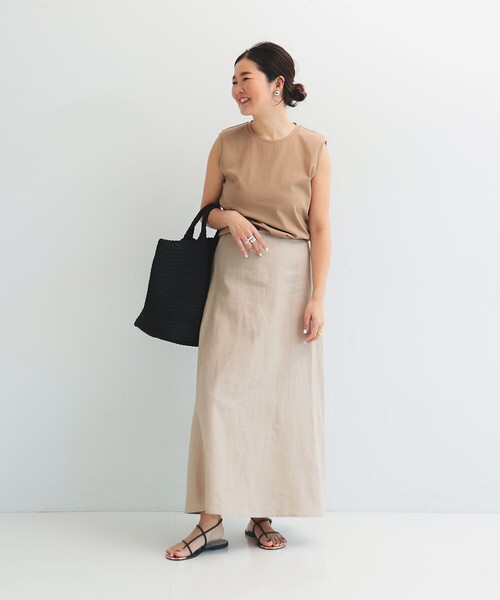 未使用　デミルクスビームス リネンロングスカート Demi-Luxe BEAMS（デミルクス ビームス）の「Demi-Luxe BEAMS
