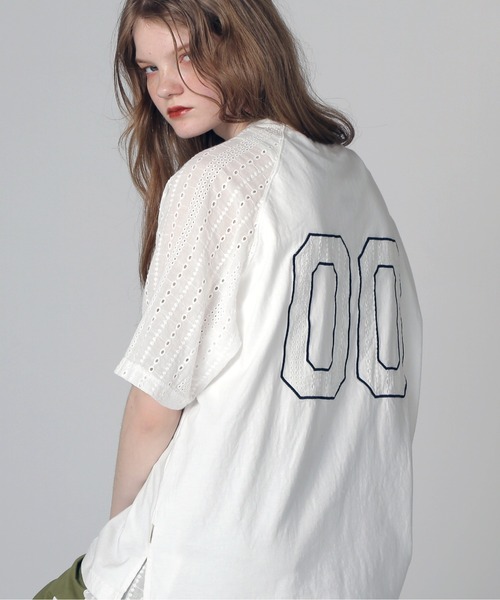 AVIREX(アヴィレックス)の「《WEB LIMITED Belle LINE》LACE NUMBERING T-SHIRT/レースナンバリングTシャツ(Tシャツ/カットソー・レディース・ホワイト/ブラック・M/S)」の1枚目の写真