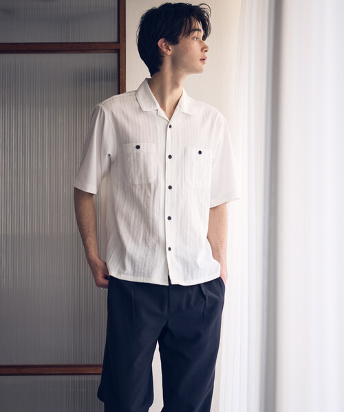 COMME CA ISM(コムサイズム)の「キューバシャツ(シャツ/ブラウス・メンズ・ホワイト/ブラック・LARGE/MEDIUM)」の4枚目の写真