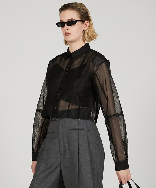 ビスチェレイヤードメッシュシャツ / Bustier Layered Mesh Shirt