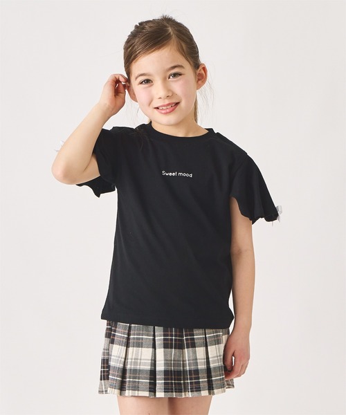 ever closet(エバークローゼット)の「肩 リボン Tシャツ(Tシャツ/カットソー・キッズ・ブラック/ブルー系その他6/サックスブルー/オフホワイト/ラベンダー/イエロー・90cm/100cm/110cm/120cm/130cm/140cm)」の3枚目の写真