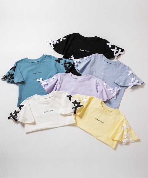 ever closet(エバークローゼット)の「肩 リボン Tシャツ(Tシャツ/カットソー・キッズ・ブラック/ブルー系その他6/サックスブルー/オフホワイト/ラベンダー/イエロー・90cm/100cm/110cm/120cm/130cm/140cm)」の19枚目の写真