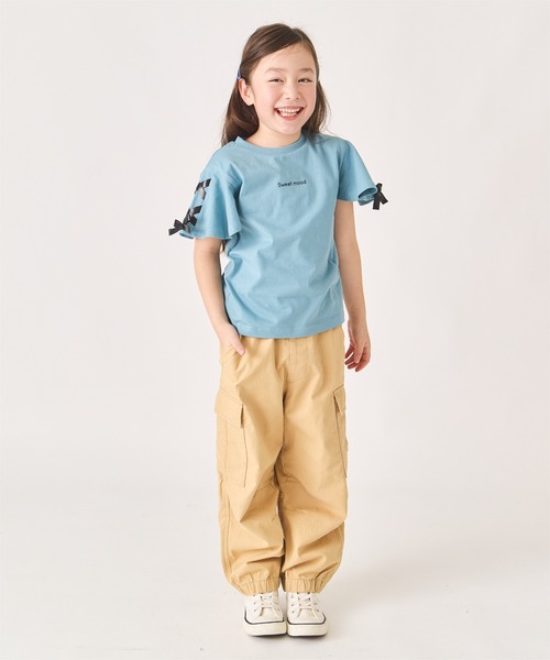 ever closet(エバークローゼット)の「肩 リボン Tシャツ(Tシャツ/カットソー・キッズ・ブラック/ブルー系その他6/サックスブルー/オフホワイト/ラベンダー/イエロー・90cm/100cm/110cm/120cm/130cm/140cm)」の22枚目の写真