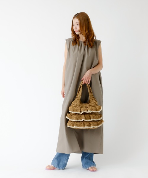 Rouge vif la cle（ルージュヴィフラクレ）の「【Le Melange/ル・メランジュ】ギャザーノースリブワンピース/多機能素材/ノースリーブ/ワンピース【WEB限定】（ワンピース・レディース・ブラック/モカ・フリー）」の16枚目の写真