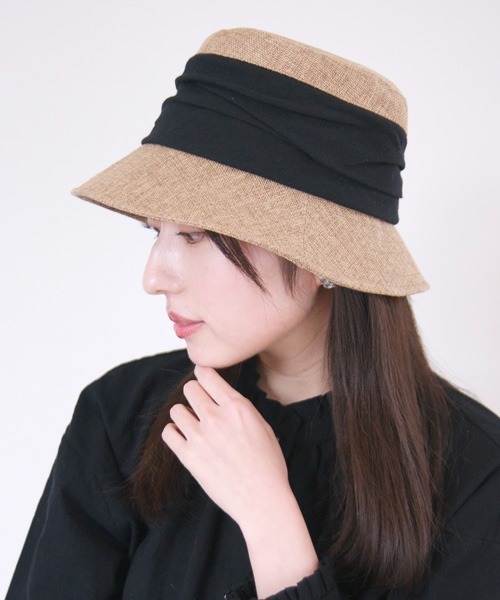 polcadot（ポルカドット）の「クリップギャザーバケットハット（ハット・レディース・ブルー/ブラック/ベージュ・FREE）」の2枚目の写真