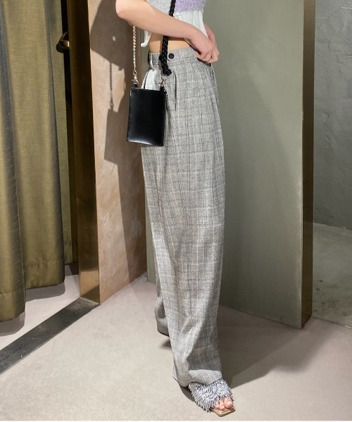 LIGHT TWEED MANY TUCK PANTS