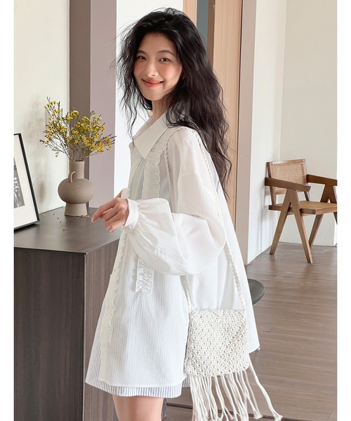EIGHTHMONTH(エイスマンス)の「フリルシアーブラウス EM25s046【EIGHTHMONTH】(シャツ/ブラウス・レディース・ホワイト・M/S)」の5枚目の写真