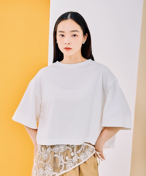 LEPSIM（レプシィム）の「バックギャザーワイドT　290299（Tシャツ/カットソー・レディース・ブラック/ホワイト×ブラック/イエロー/オフホワイト/オレンジ・FREE）」の22枚目の写真