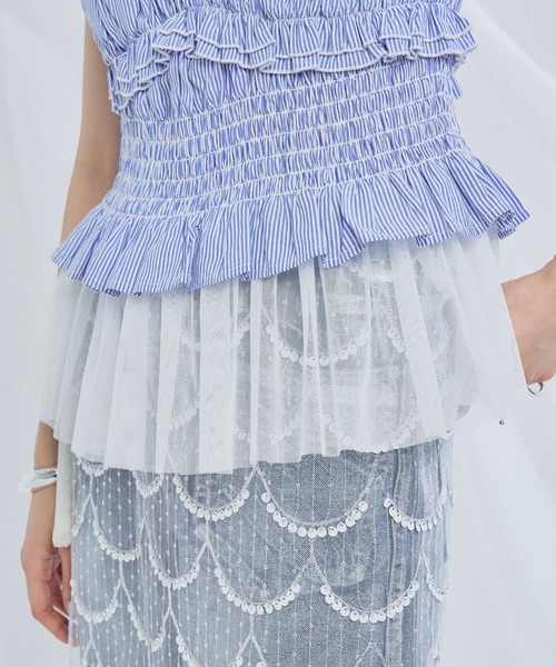 ELLEgirl(エルガール)の「シャーリングノースリーブブラウス(シャツ/ブラウス・レディース・ブラック/オフホワイト/ブルー系その他・FREE)」の19枚目の写真