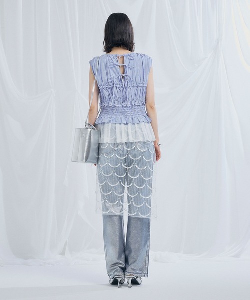 ELLEgirl(エルガール)の「シャーリングノースリーブブラウス(シャツ/ブラウス・レディース・ブラック/オフホワイト/ブルー系その他・FREE)」の13枚目の写真