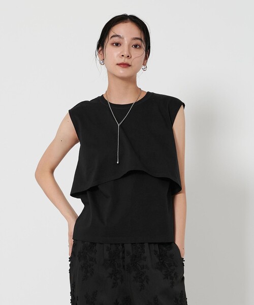n_u3さまBEAUTY &YOUTHケープフリル レイヤーカットソーブラック WEB限定 Wardrobe DAILY MINIMAL】フリルレイヤード