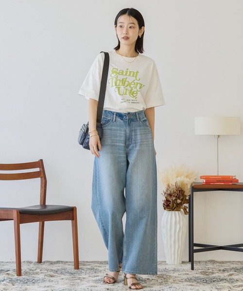 AMERICAN HOLIC(アメリカンホリック)の「デザインロゴプリントTシャツ(Tシャツ/カットソー・レディース・イエロー/オフホワイト/チャコールグレー・M/L)」の7枚目の写真