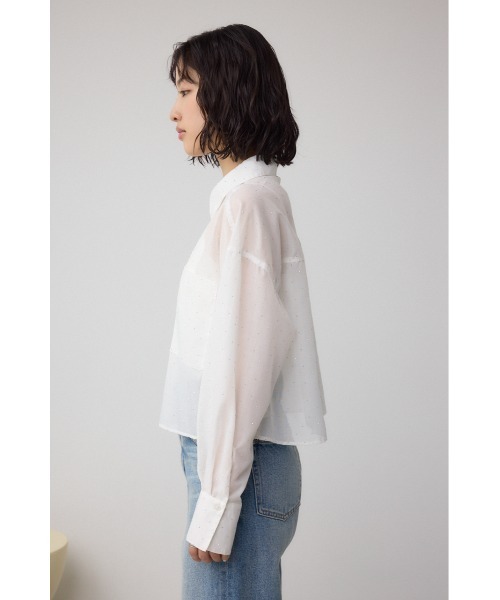 AZUL by moussy(アズールバイマウジー)の「ラインストーンシャツ(シャツ/ブラウス・レディース・ブラック/ストライプ/オフホワイト・SMALL/MEDIUM)」の13枚目の写真