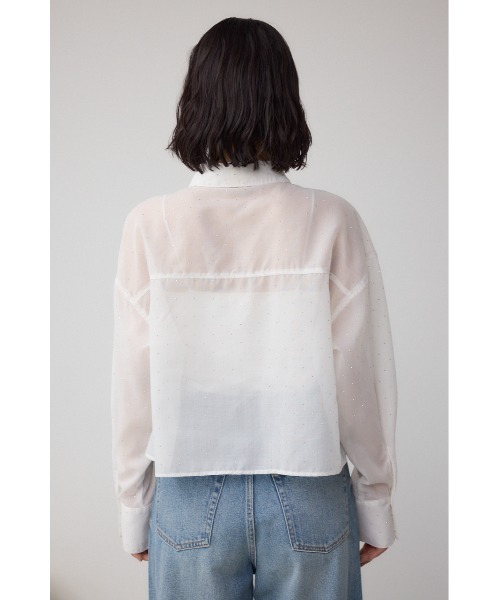 AZUL by moussy(アズールバイマウジー)の「ラインストーンシャツ(シャツ/ブラウス・レディース・ブラック/ストライプ/オフホワイト・SMALL/MEDIUM)」の14枚目の写真
