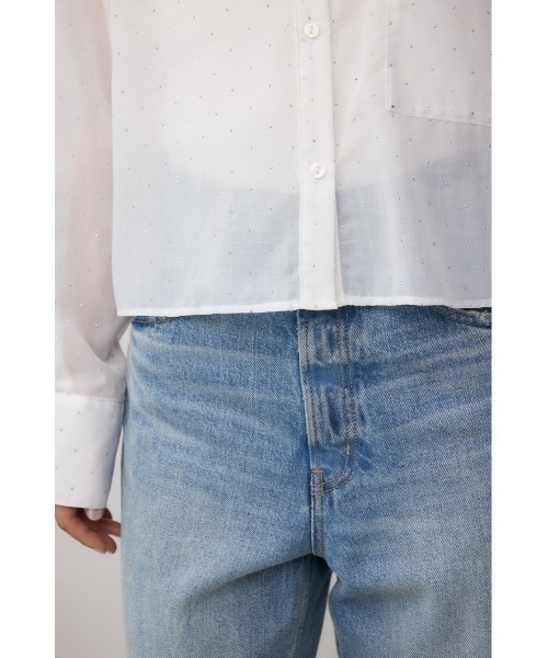 AZUL by moussy(アズールバイマウジー)の「ラインストーンシャツ(シャツ/ブラウス・レディース・ブラック/ストライプ/オフホワイト・SMALL/MEDIUM)」の6枚目の写真
